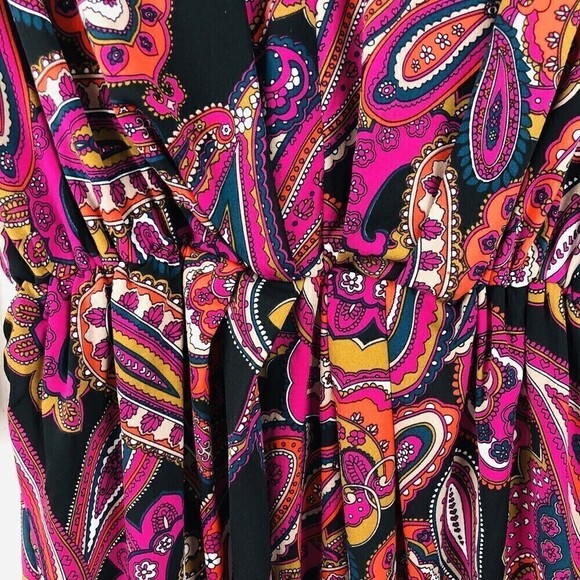 Trina Trina Turk Birch Printed Jersey V-Neck Ruched Dress Small - Picture 8 of 14